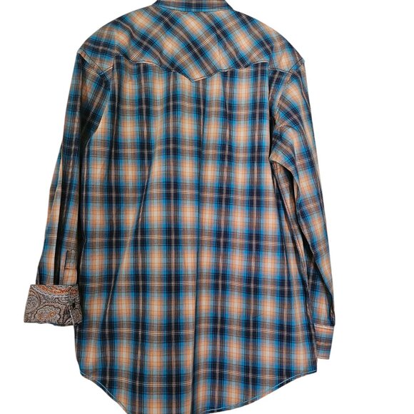 Rough Stock Mens long sleeve Button up long sleeve Casual Plaid Shirt size M - Picture 2 of 7